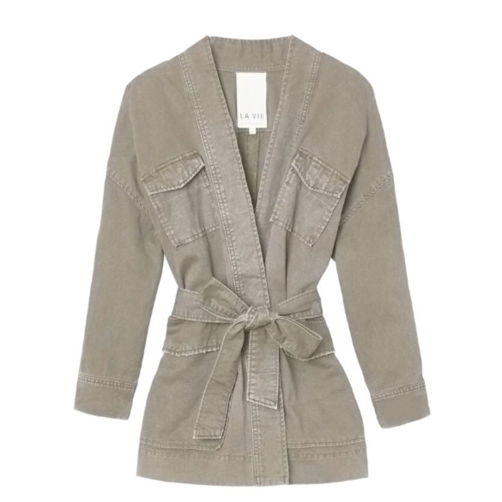 La Vie Rebecca Taylor Belted Twill Jacket Sz M